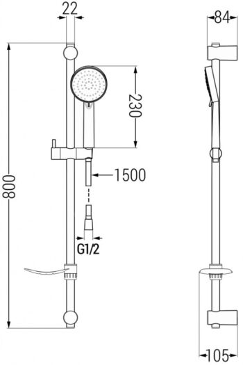 MEXEN/S - Kama DS75 SET umývadlová batéria + sprchová s príslušenstvom, chróm 72514DS75-00