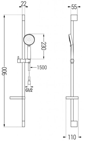 MEXEN/S - Kama DS75 Set umývadlové a vaňové batérie s príslušenstvom, chróm 72503DS75-00