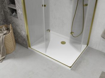 MEXEN/S - Lima Duo sprchovací kút 100x90, transparent, zlatá + vanička so sifónom 856-100-090-50-02-4010G