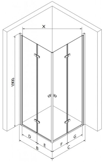 MEXEN/S - Lima Duo sprchovací kút 70 x 70, transparent, zlato 856-070-070-50-00-02
