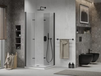 MEXEN/S - Lima Duo sprchovací kút 70x70, transparent, čierna + vanička so sifónom 856-070-070-70-02-4010B