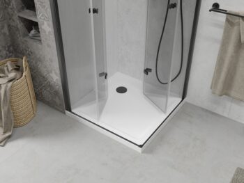 MEXEN/S - Lima Duo sprchovací kút 70x70, transparent, čierna + vanička so sifónom 856-070-070-70-02-4010B