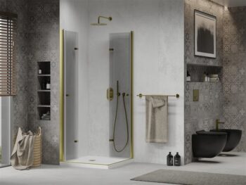 MEXEN/S - Lima Duo sprchovací kút 70x70, transparent, zlatá + vanička so sifónom 856-070-070-50-02-4010G