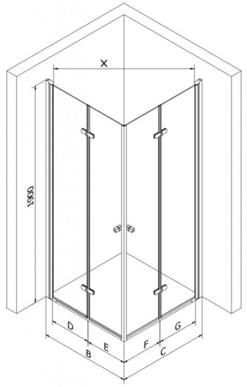 MEXEN/S - Lima Duo sprchovací kút 90 x 90, transparent, čierna 856-090-090-70-00-02