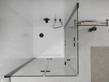 MEXEN/S - Lima Duo sprchovací kút 90x90, transparent, čierna + vanička so sifónom 856-090-090-70-02-4010B
