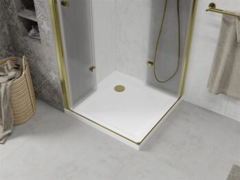 MEXEN/S - Lima Duo sprchovací kút 90x90, transparent, zlatá + vanička so sifónom 856-090-090-50-02-4010G
