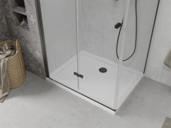 MEXEN/S - Lima sprchovací kút 120x80, transparent, čierna + biela vanička so sifónom 856-120-080-70-00-4010B