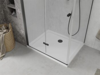 MEXEN/S - Lima sprchovací kút 120x90, transparent, čierna + biela vanička so sifónom 856-120-090-70-00-4010B