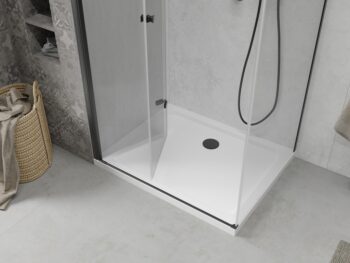 MEXEN/S - Lima sprchovací kút 70x100, transparent, čierna + biela vanička so sifónom 856-070-100-70-00-4010B