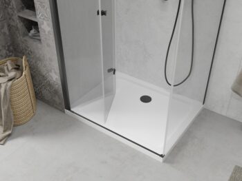 MEXEN/S - Lima sprchovací kút 70x110, transparent, čierna + biela vanička so sifónom 856-070-110-70-00-4010B