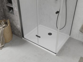 MEXEN/S - Lima sprchovací kút 70x120, transparent, čierna + biela vanička so sifónom 856-070-120-70-00-4010B
