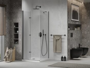 MEXEN/S - Lima sprchovací kút 70x70, transparent, čierna + biela vanička so sifónom 856-070-070-70-00-4010B