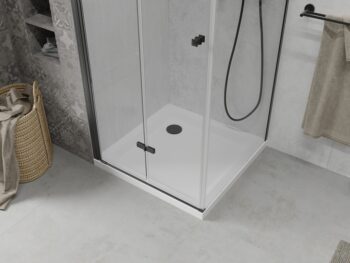 MEXEN/S - Lima sprchovací kút 70x70, transparent, čierna + biela vanička so sifónom 856-070-070-70-00-4010B