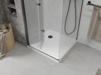 MEXEN/S - Lima sprchovací kút 70x70, transparent, čierna + biela vanička so sifónom 856-070-070-70-00-4010B