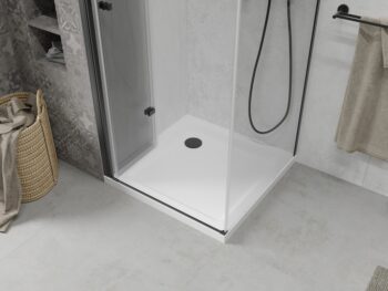 MEXEN/S - Lima sprchovací kút 70x70, transparent, čierna + biela vanička so sifónom 856-070-070-70-00-4010B