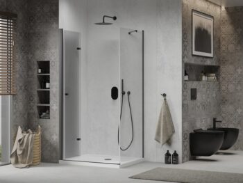 MEXEN/S - Lima sprchovací kút 70x90, transparent, čierna + biela vanička so sifónom 856-070-090-70-00-4010B