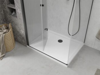 MEXEN/S - Lima sprchovací kút 70x90, transparent, čierna + biela vanička so sifónom 856-070-090-70-00-4010B