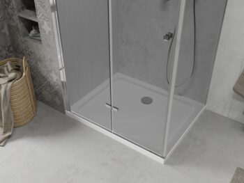 MEXEN/S - Lima sprchovací kút 80x100, grafit, chróm + biela vanička so sifónom 856-080-100-01-40-4010