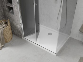 MEXEN/S - Lima sprchovací kút 80x100, grafit, chróm + biela vanička so sifónom 856-080-100-01-40-4010