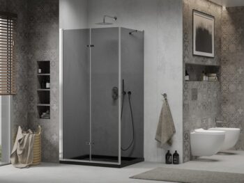 MEXEN/S - Lima sprchovací kút 80x100, grafit, chróm + čierna vanička so sifónom 856-080-100-01-40-4070