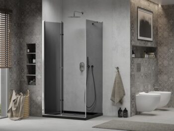 MEXEN/S - Lima sprchovací kút 80x100, grafit, chróm + čierna vanička so sifónom 856-080-100-01-40-4070