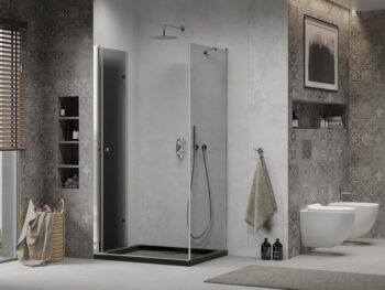 MEXEN/S - Lima sprchovací kút 80x100, grafit, chróm + čierna vanička so sifónom 856-080-100-01-40-4070