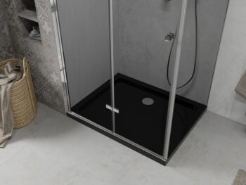 MEXEN/S - Lima sprchovací kút 80x100, grafit, chróm + čierna vanička so sifónom 856-080-100-01-40-4070
