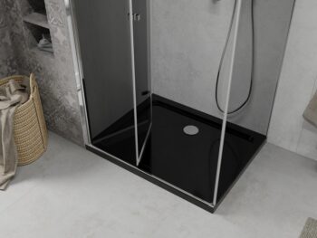 MEXEN/S - Lima sprchovací kút 80x100, grafit, chróm + čierna vanička so sifónom 856-080-100-01-40-4070