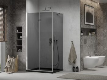 MEXEN/S - Lima sprchovací kút 80x120, grafit, chróm + čierna vanička so sifónom 856-080-120-01-40-4070