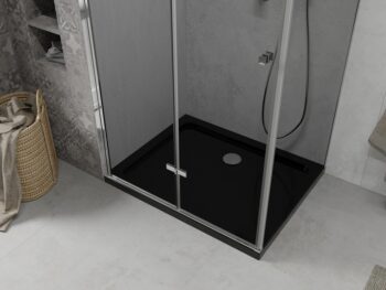 MEXEN/S - Lima sprchovací kút 80x120, grafit, chróm + čierna vanička so sifónom 856-080-120-01-40-4070