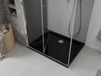 MEXEN/S - Lima sprchovací kút 80x120, grafit, chróm + čierna vanička so sifónom 856-080-120-01-40-4070