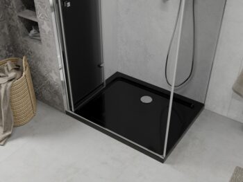 MEXEN/S - Lima sprchovací kút 80x120, grafit, chróm + čierna vanička so sifónom 856-080-120-01-40-4070