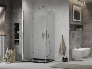 MEXEN/S - Lima sprchovací kút 80x120, transparent, chróm + čierna vanička so sifónom 856-080-120-01-00-4070