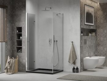 MEXEN/S - Lima sprchovací kút 80x120, transparent, chróm + čierna vanička so sifónom 856-080-120-01-00-4070