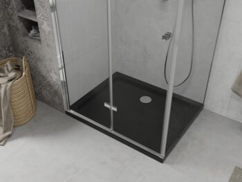MEXEN/S - Lima sprchovací kút 80x120, transparent, chróm + čierna vanička so sifónom 856-080-120-01-00-4070