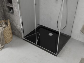 MEXEN/S - Lima sprchovací kút 80x120, transparent, chróm + čierna vanička so sifónom 856-080-120-01-00-4070