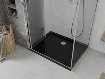 MEXEN/S - Lima sprchovací kút 80x120, transparent, chróm + čierna vanička so sifónom 856-080-120-01-00-4070