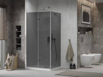 MEXEN/S - Lima sprchovací kút 80x70, grafit, chróm + biela vanička so sifónom 856-080-070-01-40-4010