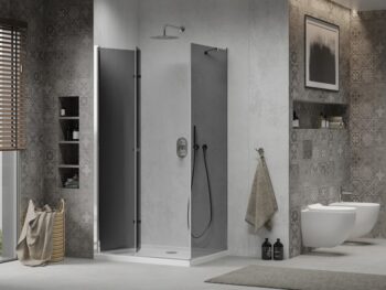 MEXEN/S - Lima sprchovací kút 80x70, grafit, chróm + biela vanička so sifónom 856-080-070-01-40-4010