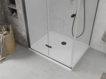 MEXEN/S - Lima sprchovací kút 80x70, transparent, čierna + biela vanička so sifónom 856-080-070-70-00-4010B