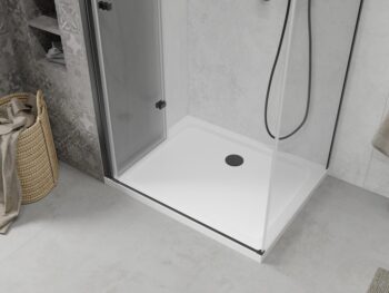 MEXEN/S - Lima sprchovací kút 80x70, transparent, čierna + biela vanička so sifónom 856-080-070-70-00-4010B