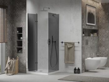 MEXEN/S - Lima sprchovací kút 80x80, grafit, chróm + biela vanička so sifónom 856-080-080-01-40-4010