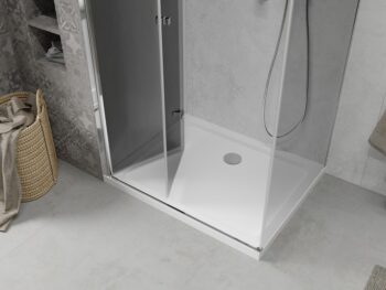 MEXEN/S - Lima sprchovací kút 80x90, grafit, chróm + biela vanička so sifónom 856-080-090-01-40-4010