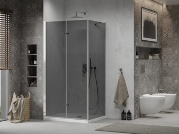 MEXEN/S - Lima sprchovací kút 90x80, grafit, chróm + biela vanička so sifónom 856-090-080-01-40-4010