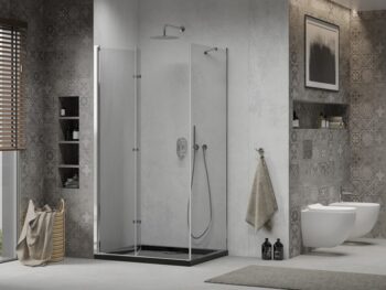 MEXEN/S - Lima sprchovací kút zalamovacie dvere 120 x 80, transparent, chróm + Flat čierna vanička so sifónom 856-120-080-01-00-4070
