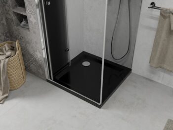 MEXEN/S - Lima sprchovací kút zalamovacie dvere 80 x 80, grafit, chróm + Flat čierna vanička so sifónom 856-080-080-01-40-4070