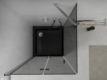 MEXEN/S - Lima sprchovací kút zalamovacie dvere 80 x 80, grafit, chróm + Flat čierna vanička so sifónom 856-080-080-01-40-4070