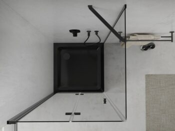 MEXEN/S - Lima sprchovací kút zalamovacie dvere 80 x 80, transparent, čierny + Flat čierna vanička so sifónom 856-080-080-70-00-4070B