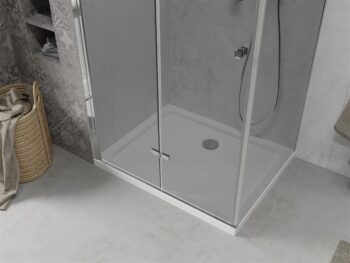 MEXEN/S - Lima sprchový kút 90x110, grafit, chróm + biela vanička so sifónom 856-090-110-01-40-4010