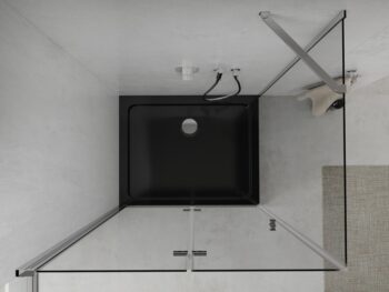 MEXEN/S - Lima sprchový kút zalamovacie dvere 120 x 90, transparent, chróm + Flat čierna vanička so sifónom 856-120-090-01-00-4070